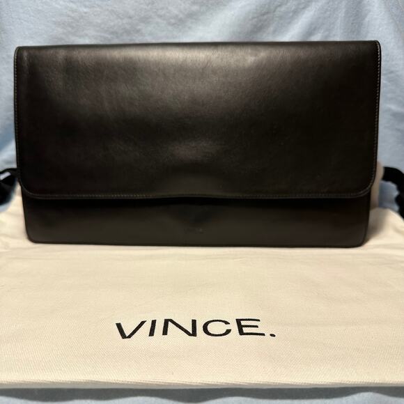 VINCE. black and white leather cutout clutch purse - Picture 11 of 12